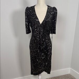 NEW w/TAGS Calvin Klein Black Sequin Midi Dress